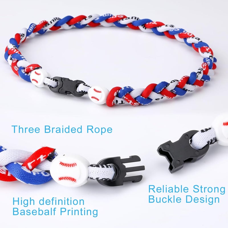 Hawflu Baseball Necklace with Cross Pendant Fashion Three Braided Rope Tornado Design for Sports Fan Baseball Theme Party Gift Idea, 18 Inch - Image 4